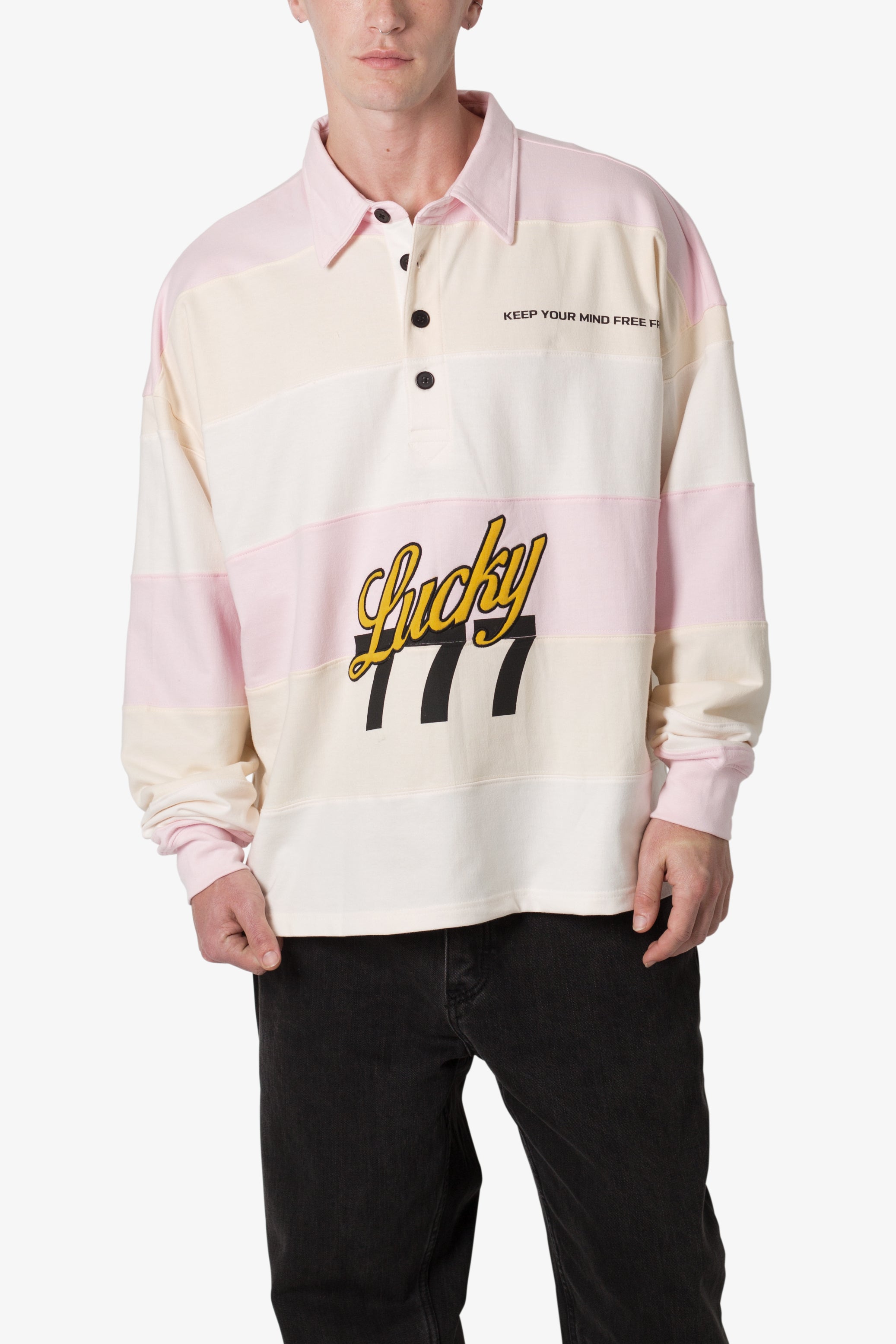 777 Lucky Striped Rugby - Peach