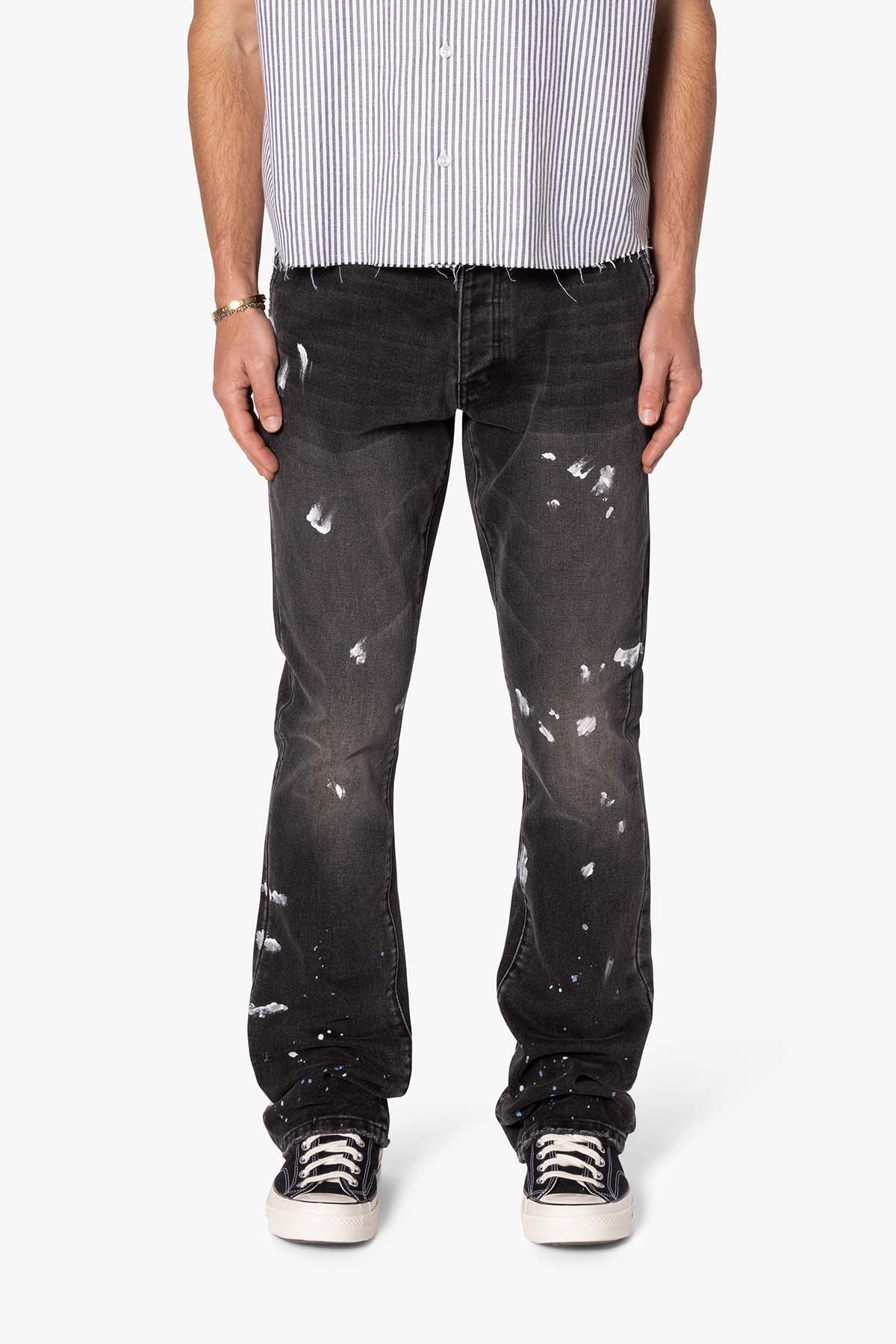 B679 Worn In Painted Pants - Washed Black