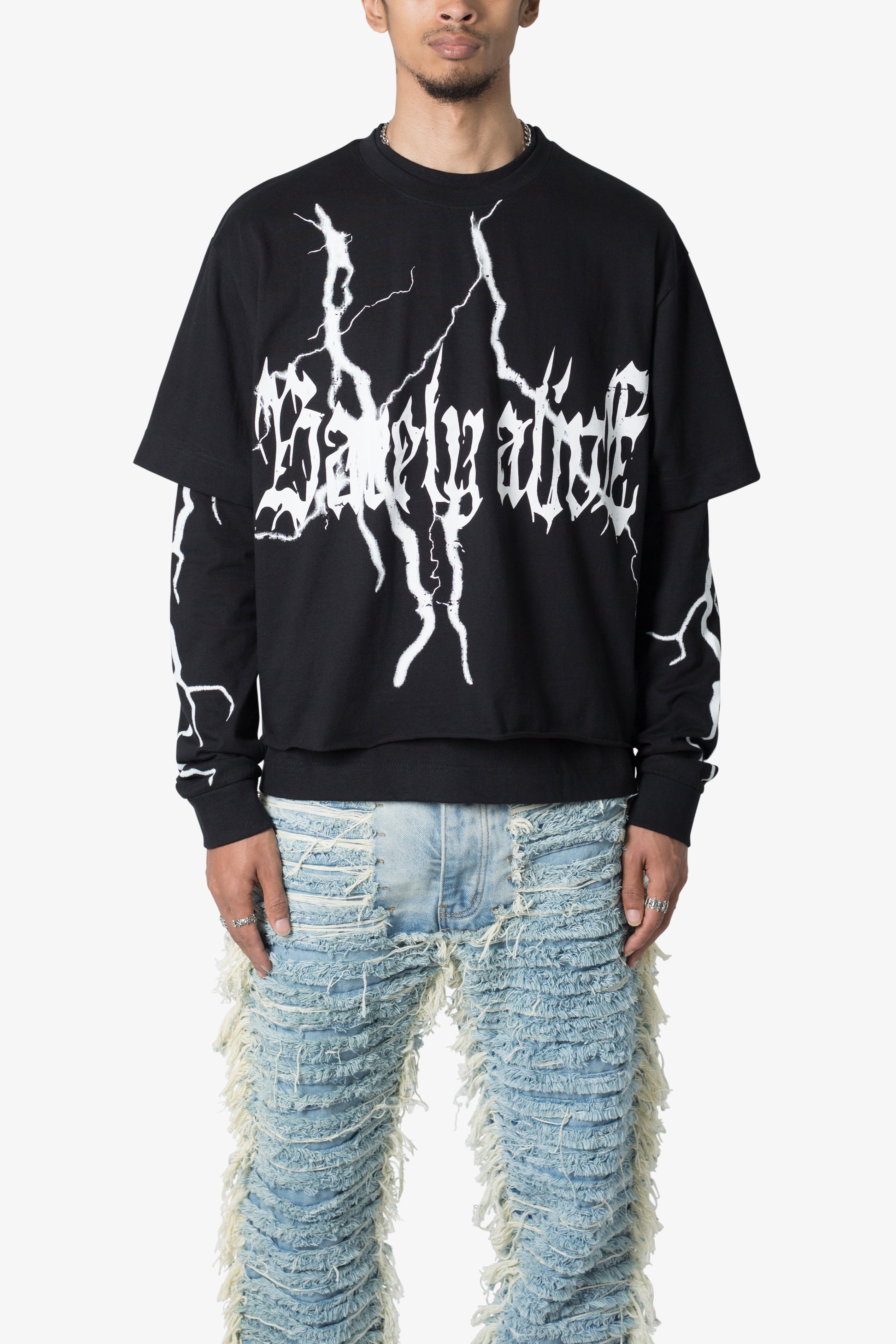 Barely Alive Double Layer Tee - Black