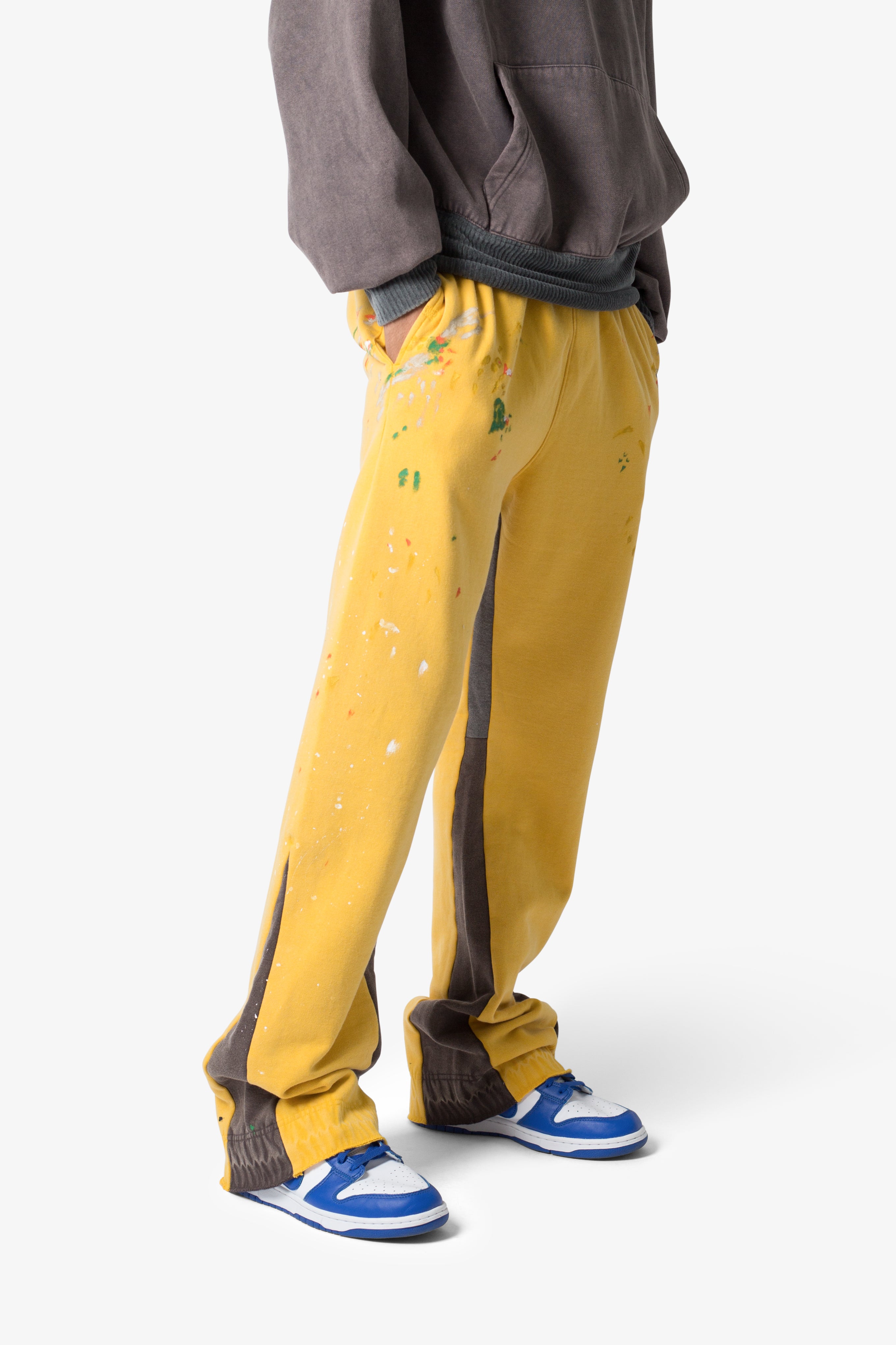 Contrast Bootcut Sweatpants - Yellow