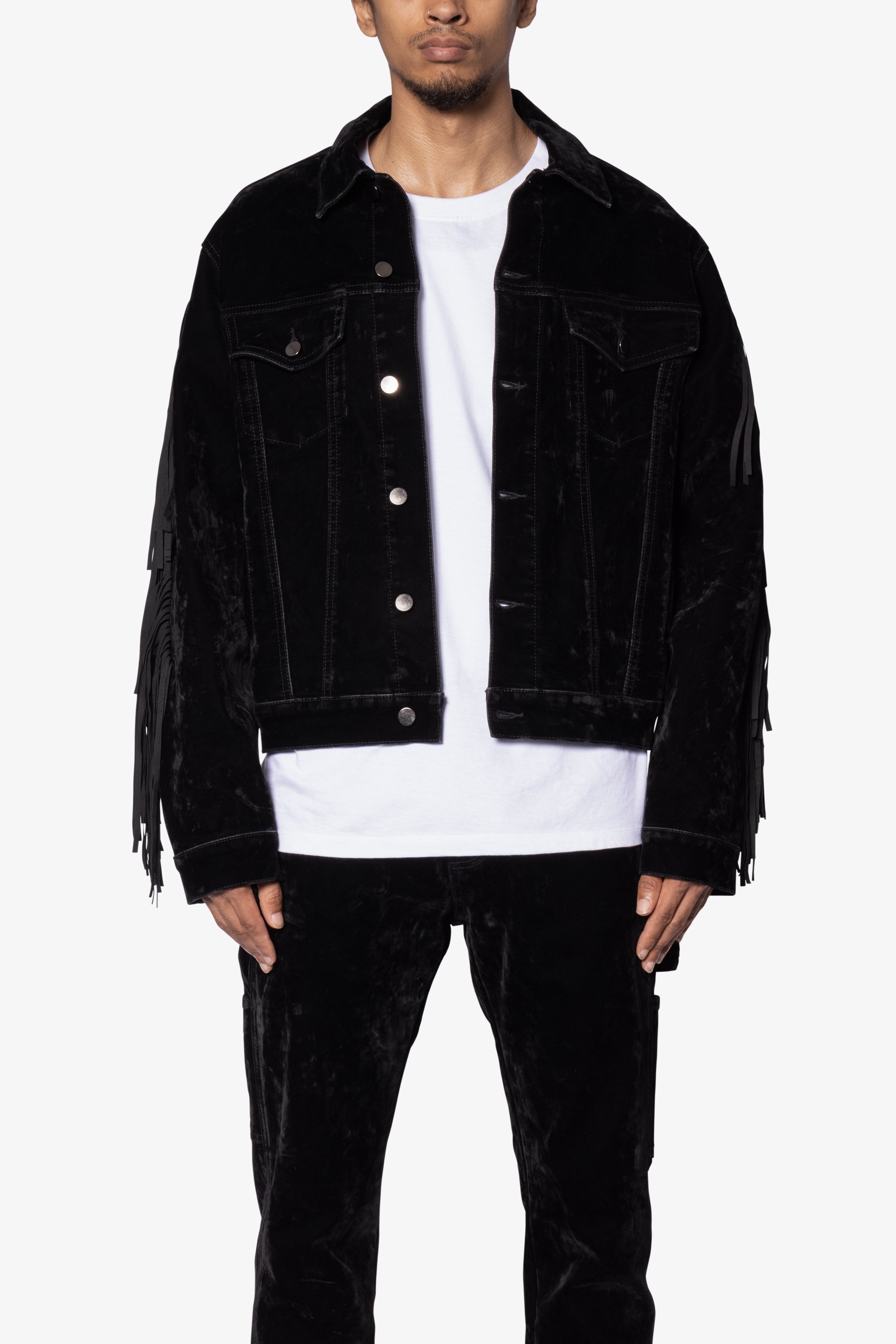 Fringe Trucker Jacket - Black