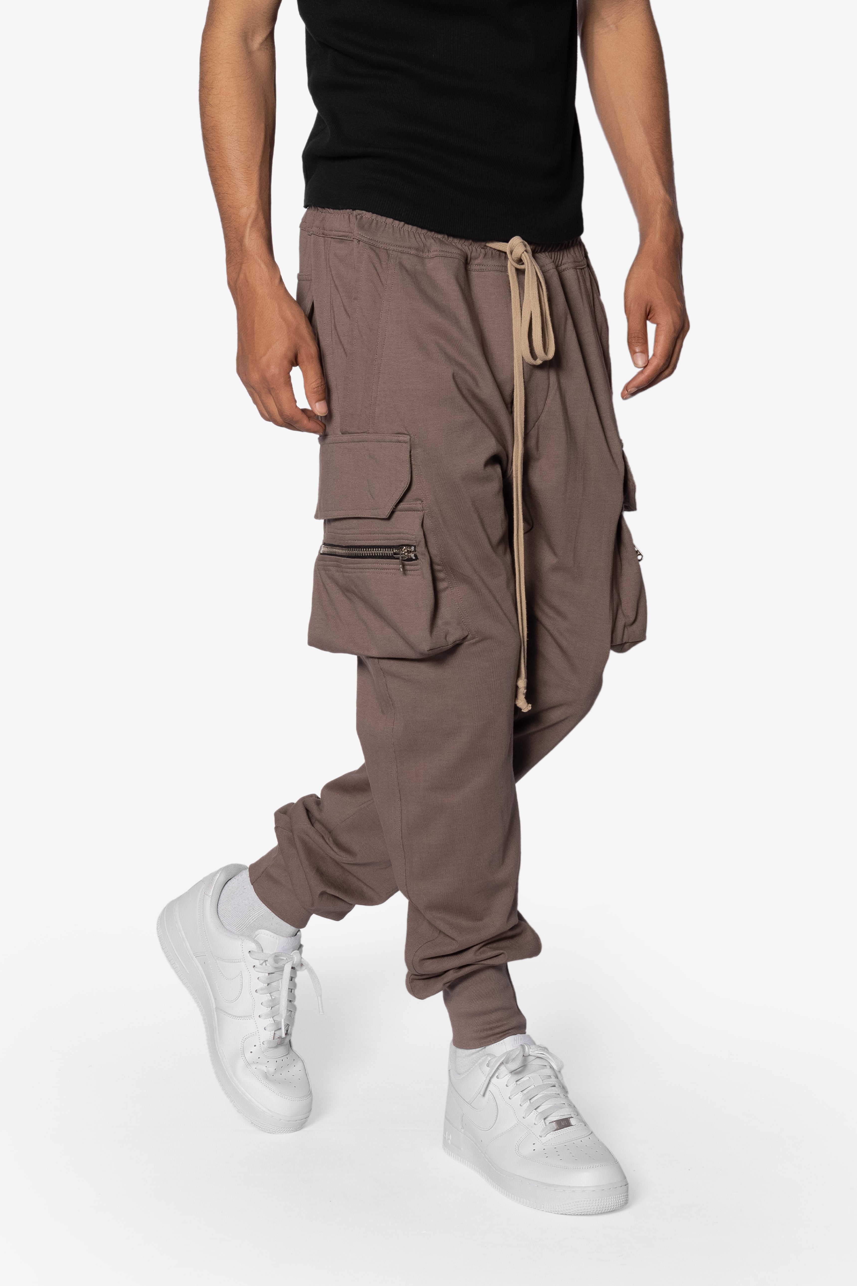 Jersey Cargo Pocket Sweatpants - Tan