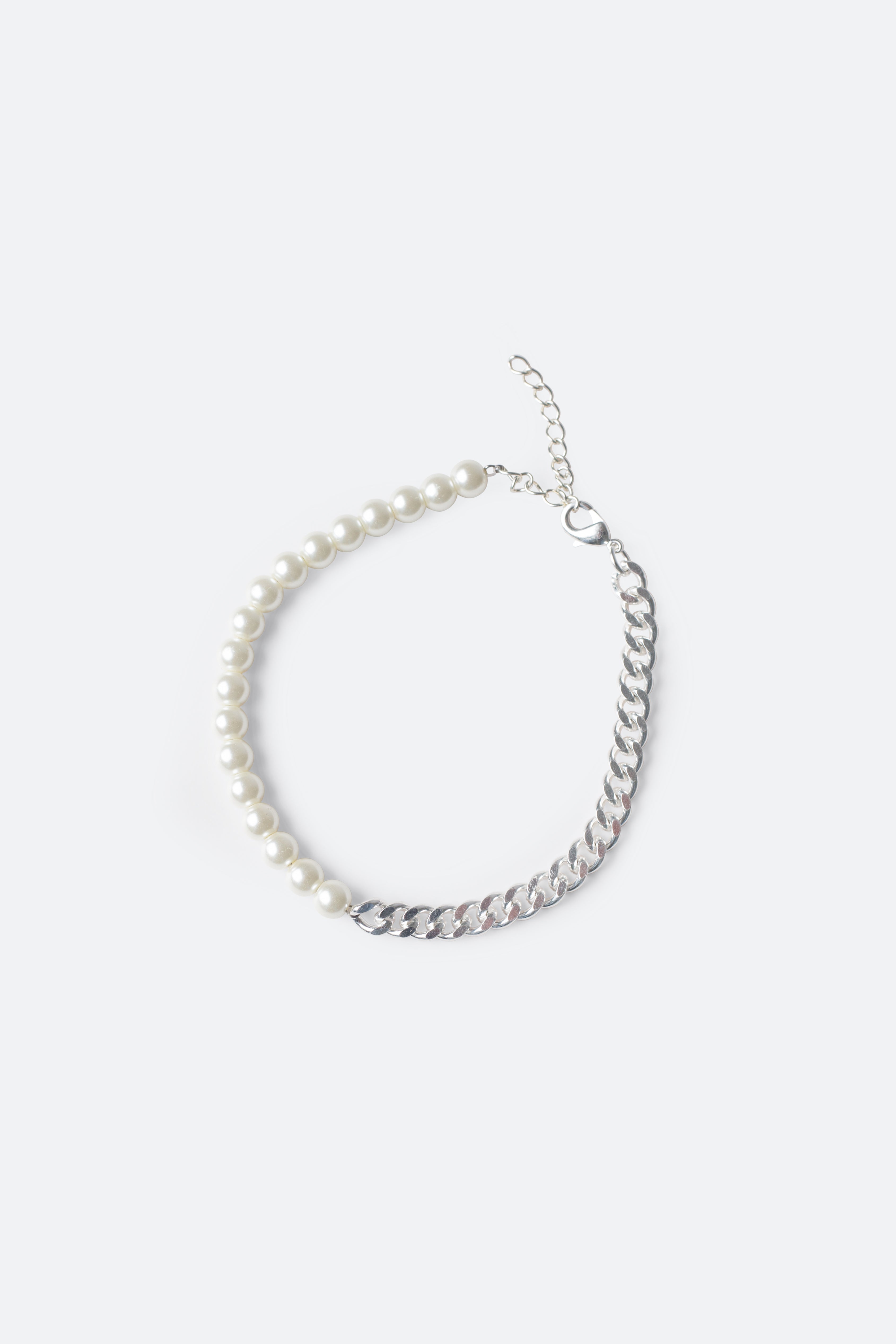 Pearl and Cuban Chain Bracelet  - Off White