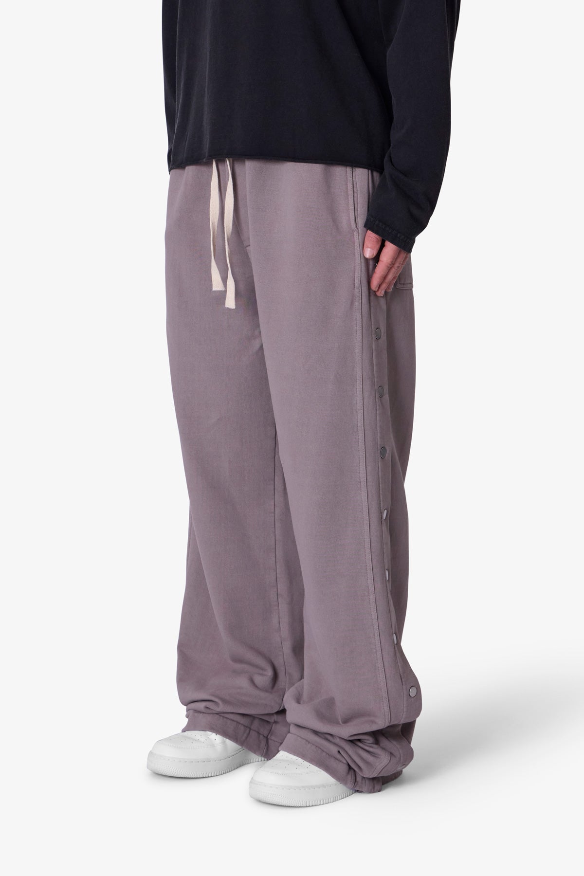 Side Snap Fleece Pants - Washed Mauve