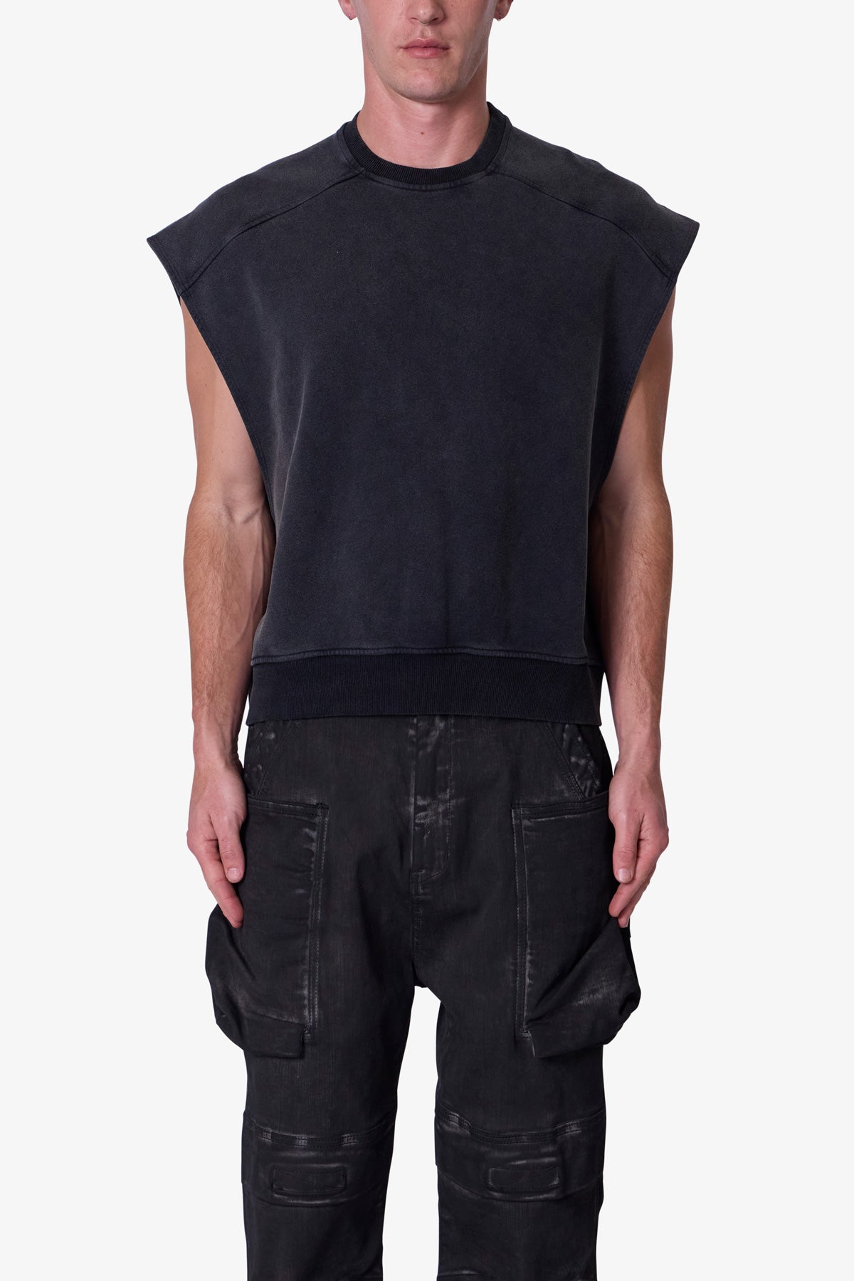 Sleeveless Rag Shirt - Washed Black