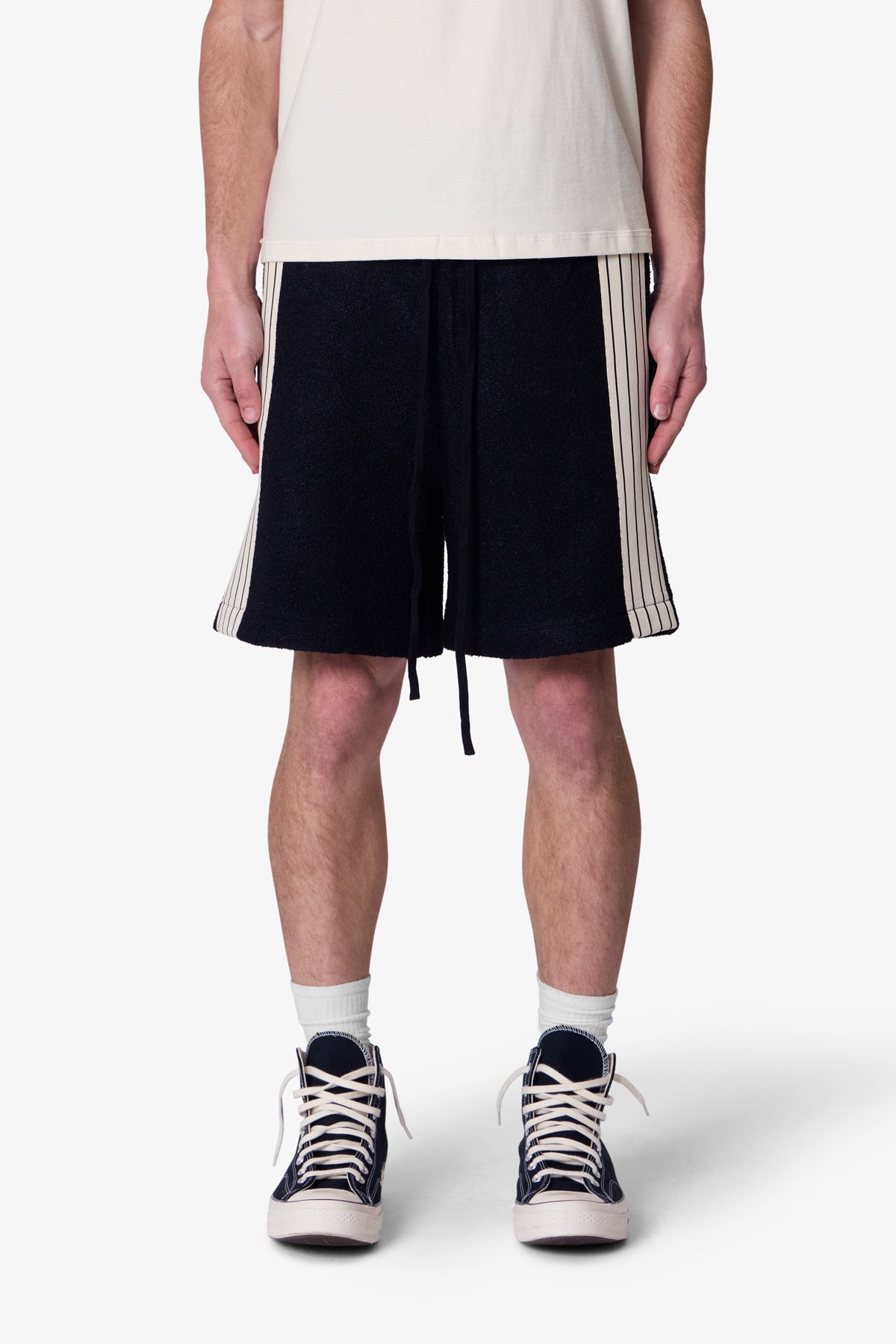 Tricot Striped Sweatshorts - Black