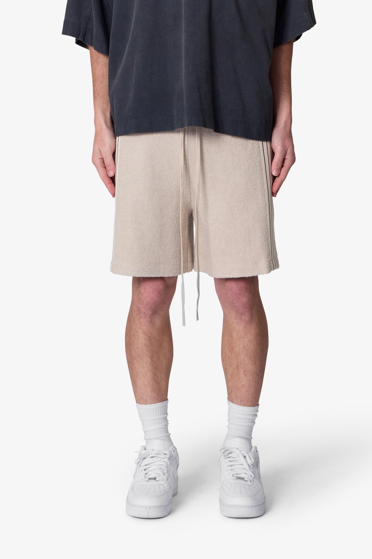 Tricot Striped Sweatshorts - Tan