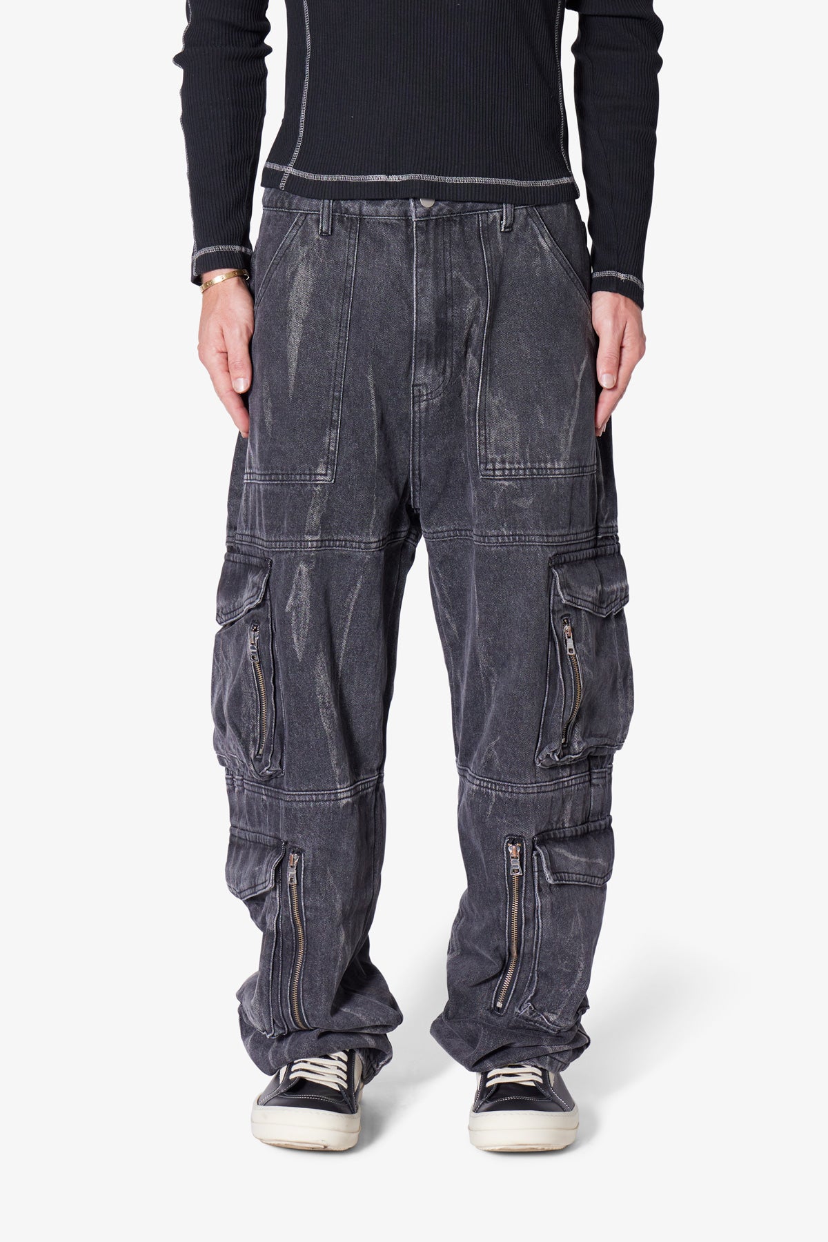 Ultra Baggy Asphalt Cargo Denim - Washed Black