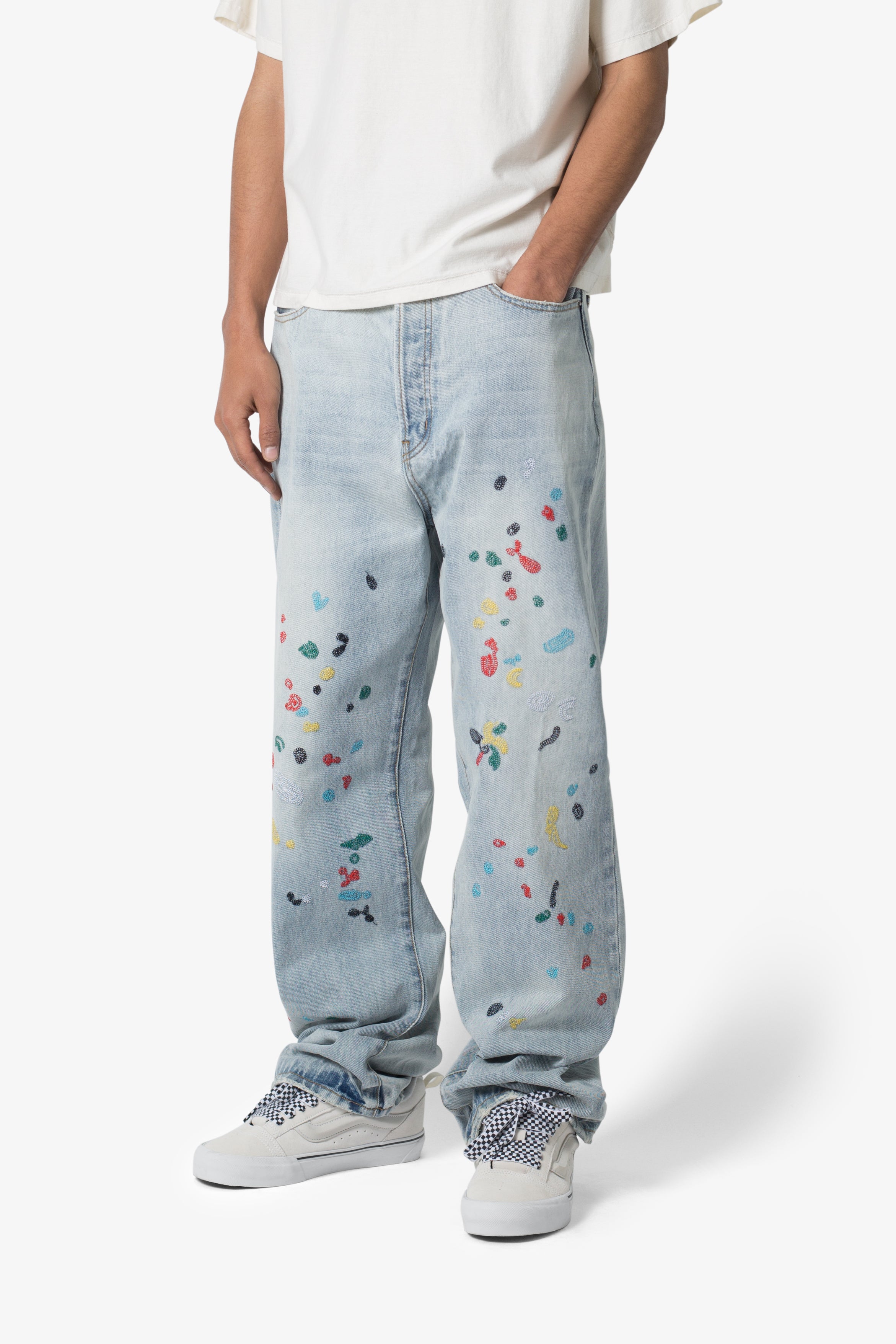 Ultra Baggy Chainstitch Denim - Light Blue