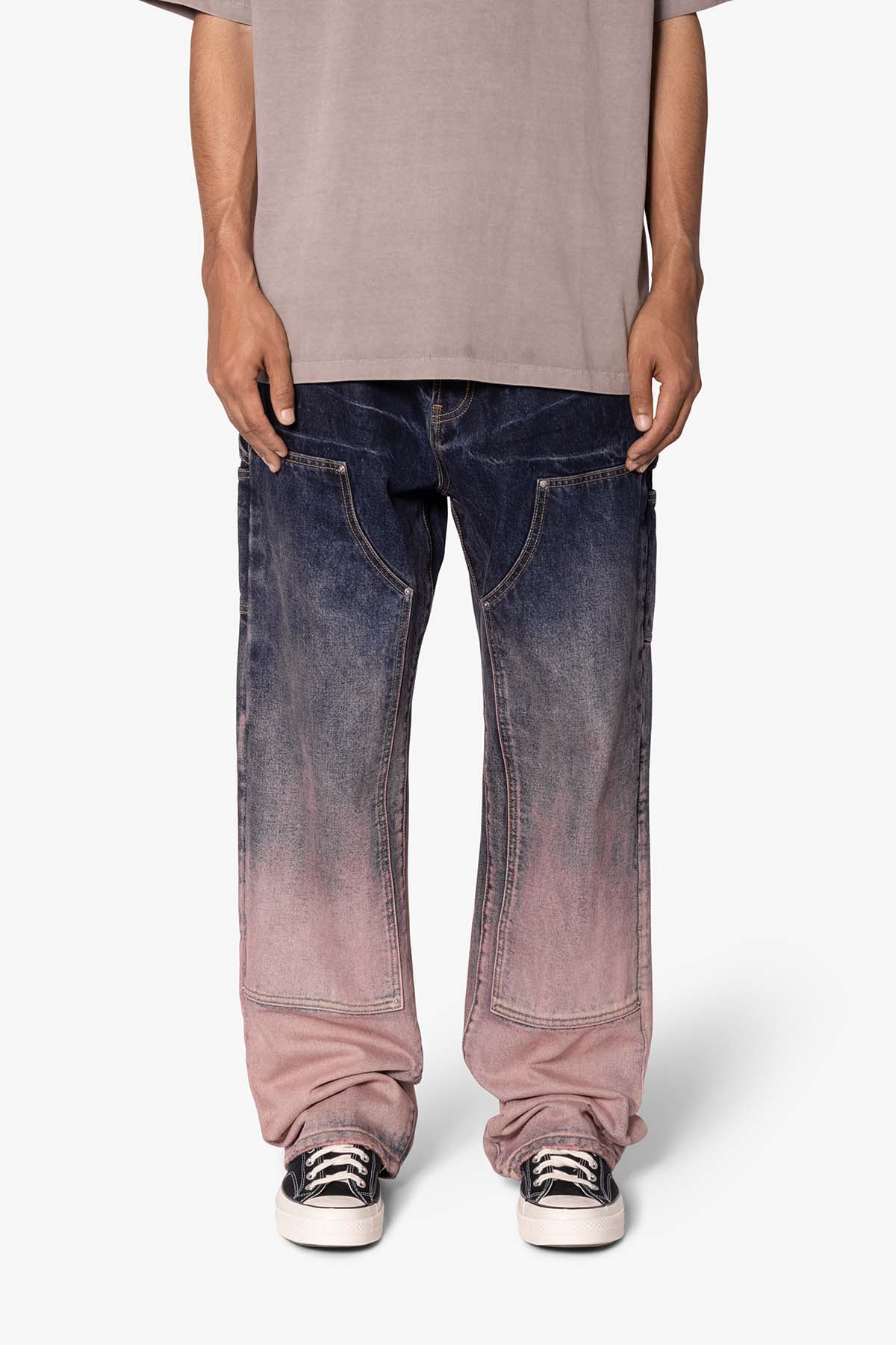 Ultra Baggy Gradient Double Knee Denim - Blue/Pink